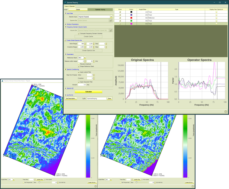 Build operators with reference seismic spectra, condition, apply balancing laterally or globally